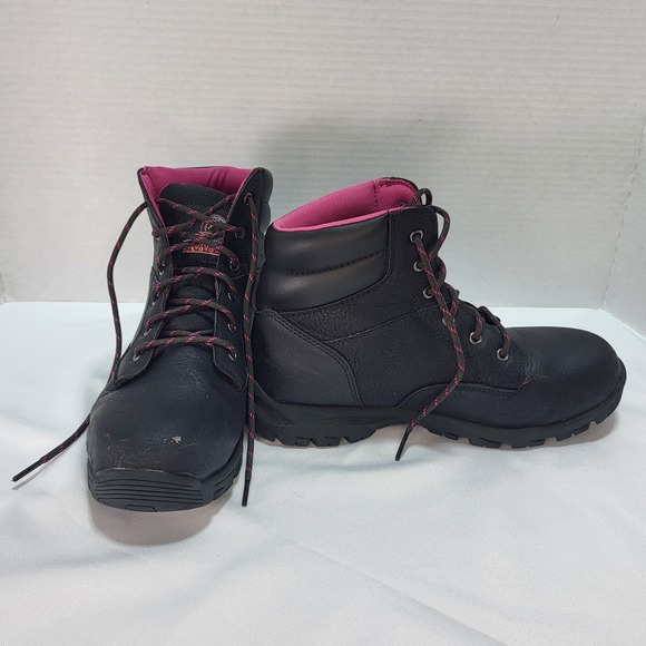 Brahma Women's Bevel Steel Toe Safety Work Boots Black w Pink Size 8.5 - Picture 6 of 13